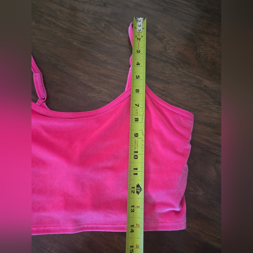 Victoria's Secret PINK Hot Pink Velvet Long Line Bralette Size Medium - Picture 8 of 8
